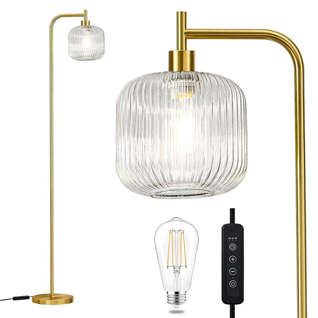 MAYNA Glass Floor lamp Living Room, Modern Vertical lamp, Remote Control Switch with Glass lampshade, 67-inch high lamp Suitable for Bedroom and Study (2700K LED Bulb Included)