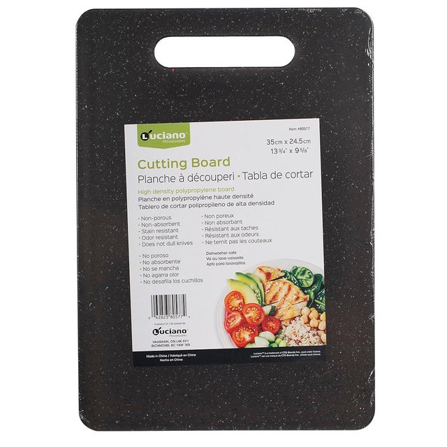 Luciano Housewares High Density Polypropylene Cutting Board, 13.75 x 9.62 inches, Grey