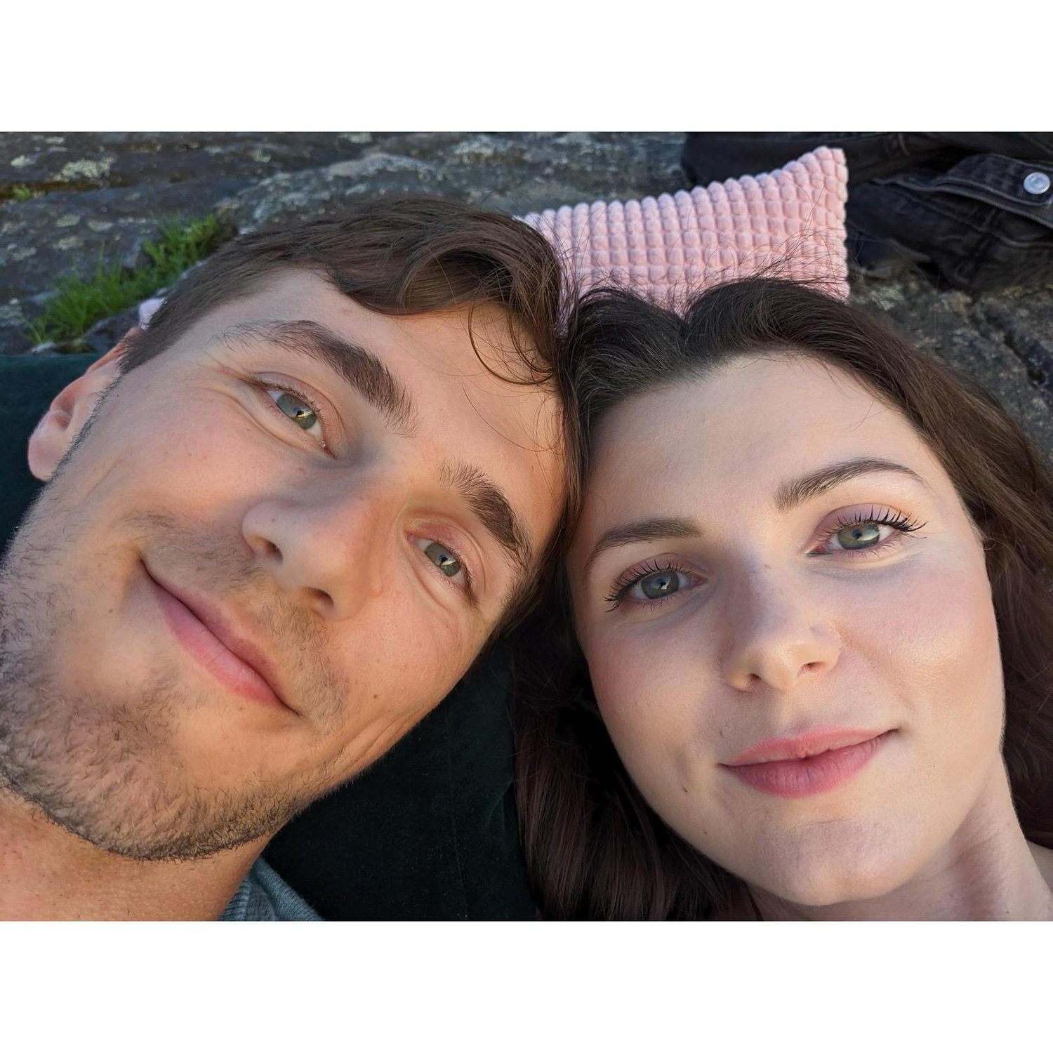 Our second date, realising we're eye twins and watching the sunset with a bottle of wine :')