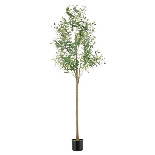 WILDLOVE Fake Olive Tree Artificial Indoor, Potted Faux Olive Trees with Natural Wood Trunk & Lifelike Fruits for Home Office Decor (6ft)