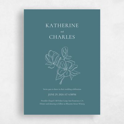 Grayed Teal, Grey Wedding Invitation - Ahlers Portrait
