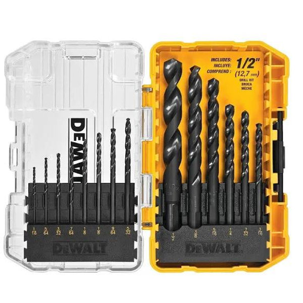 DEWALT Drill Bit Set, 3-Flats Shank,14-Piece, 135 Degree Split Point, for Plastic, Wood and Metal (DWA1184)