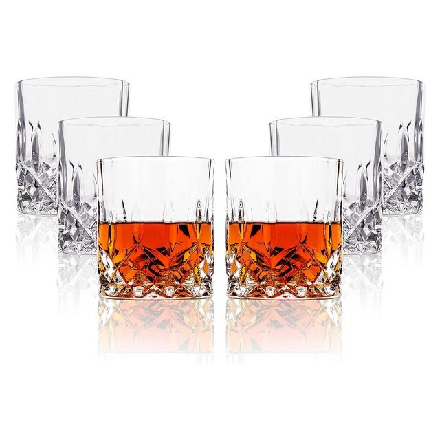 LEMONSODA Crystal Cut Double Rocks Old Fashioned Whiskey Glasses - 10oz