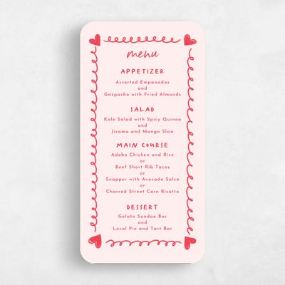 Pink Rounded Wedding Menu - Ceres