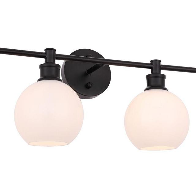 Collem Double Sconce, 19.1", Black and Frosted White Glass