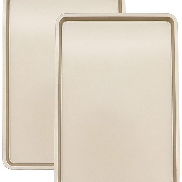 JOHO BAKING Non-Stick Cookie Sheets, Large Baking Sheet for oven Nonstick,Cookie Tray Baking Pan Set,11x16inch,2-Piece,Champagne Gold