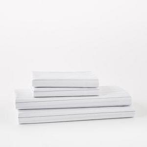 Organic Washed Cotton Stripe Sheet Set, Queen, Slate