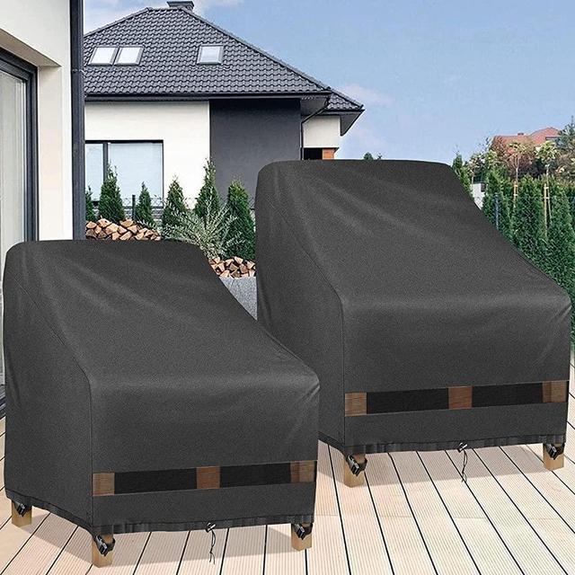 GARDRIT Patio Chair Covers, Heavy Duty Waterproof 600D Oxford Fabric Outdoor Chair Covers, All-Weather Resistant Patio Furniture Covers, Lounge Deep Seat Cover, 35" W x 38" D x 31" H, Black, 2 pack