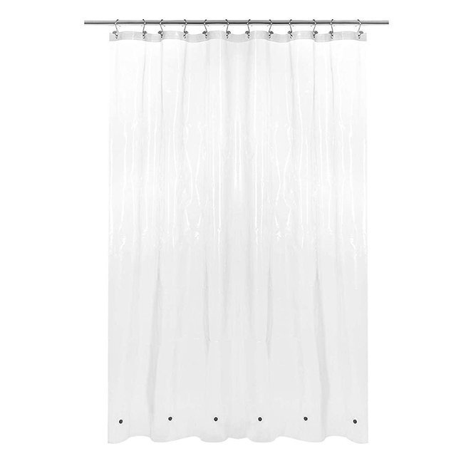 Barossa Design Plastic Shower Curtain Liner 69" x 70" with 6 Magnets - Waterproof PEVA Shower Liner for Standard Size Bathroom, PVC Free, Metal Grommets - Clear, 69X70