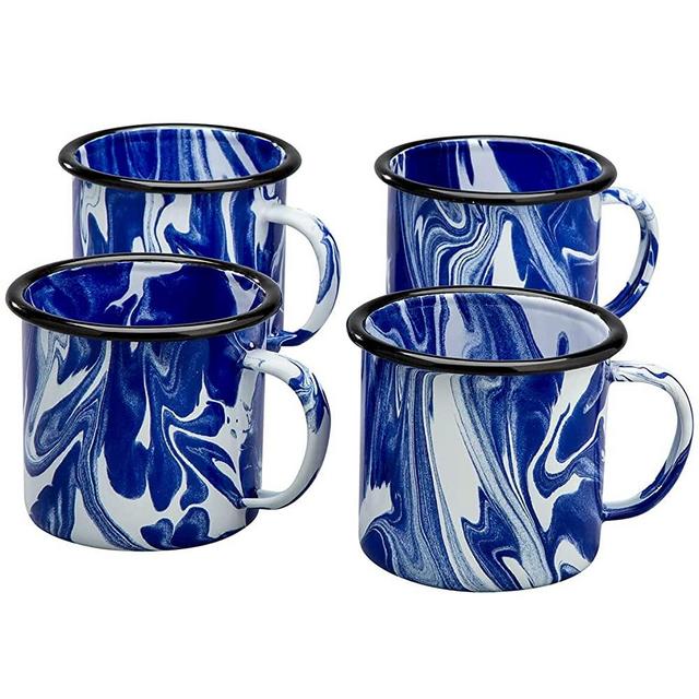Blue Marble Enamelware Set of 4 Mugs by Home Marketplace