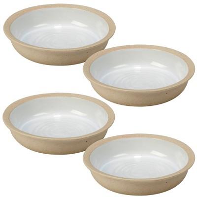 Certified International Artisan Ceramic Soup Bowls 42oz White/Brown - Set of 4