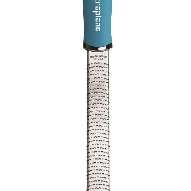 Microplane Premium Zester Grater - made in USA stainless steel blade -for zesting citrus and grating cheese -Soft touch handle - Turquoise