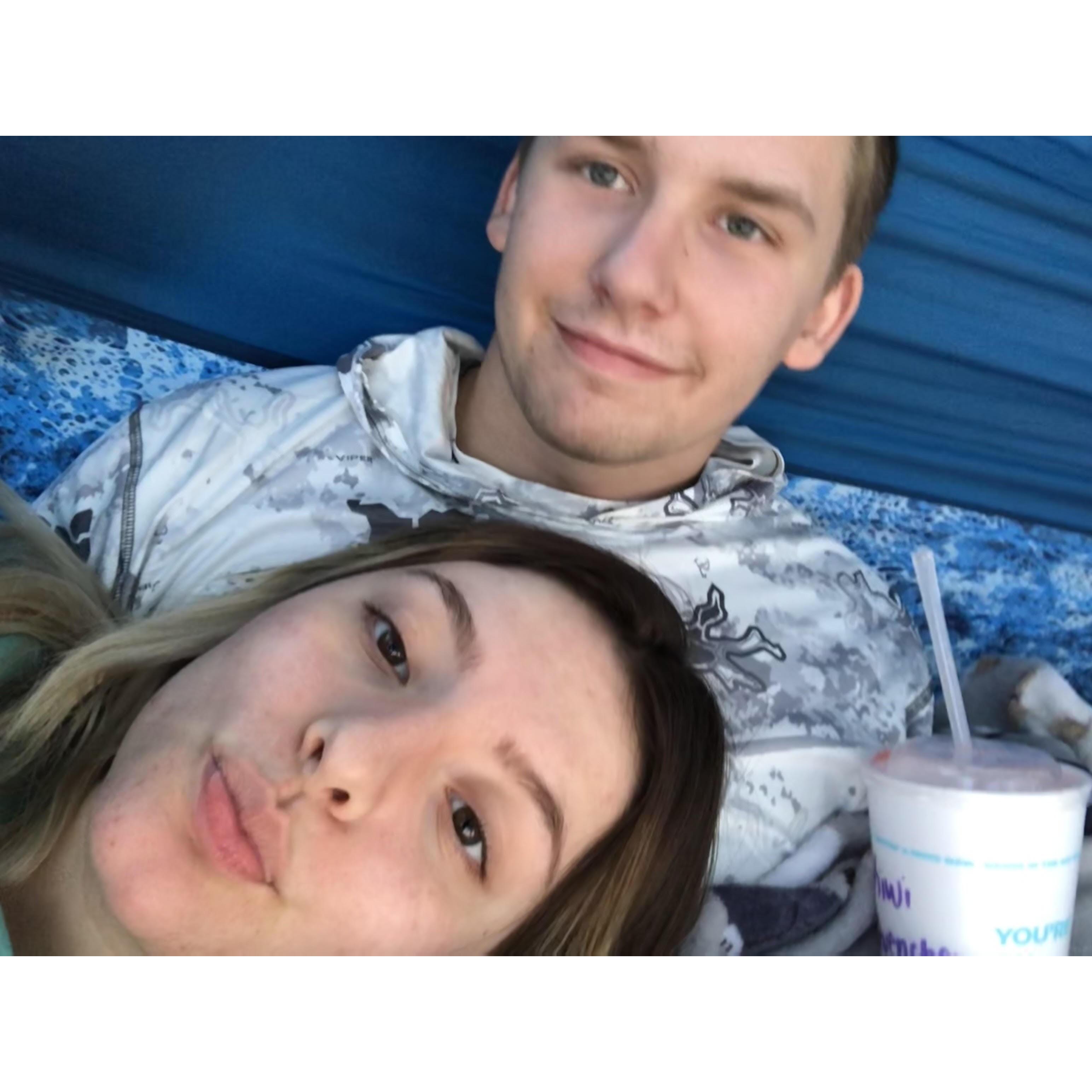 First time sitting in a hammock