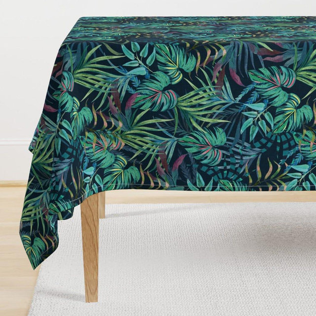 Hawaiian Tropical Tablecloth - In A Tropical Mood by michele_norris - Palm Jungle Fern Tropical Cotton Sateen Tablecloth by Spoonflower