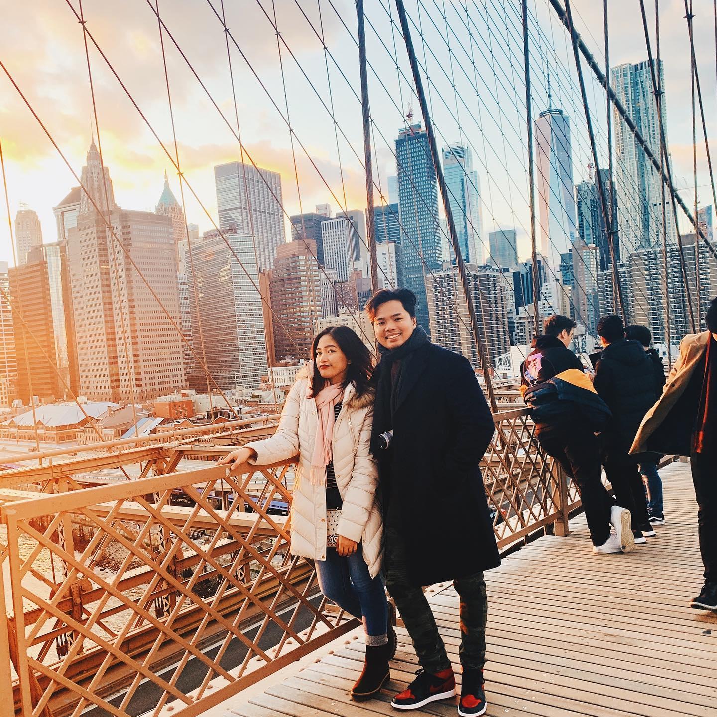 It was a pretty sunset. [Brooklyn Bridge, NY]