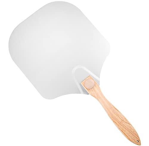 Aluminum Pizza Peel 12x14" - Metal Pizza Paddle with Foldable Wooden Handle Easy Storage - Pizza Board Cake Spatula Home Baking