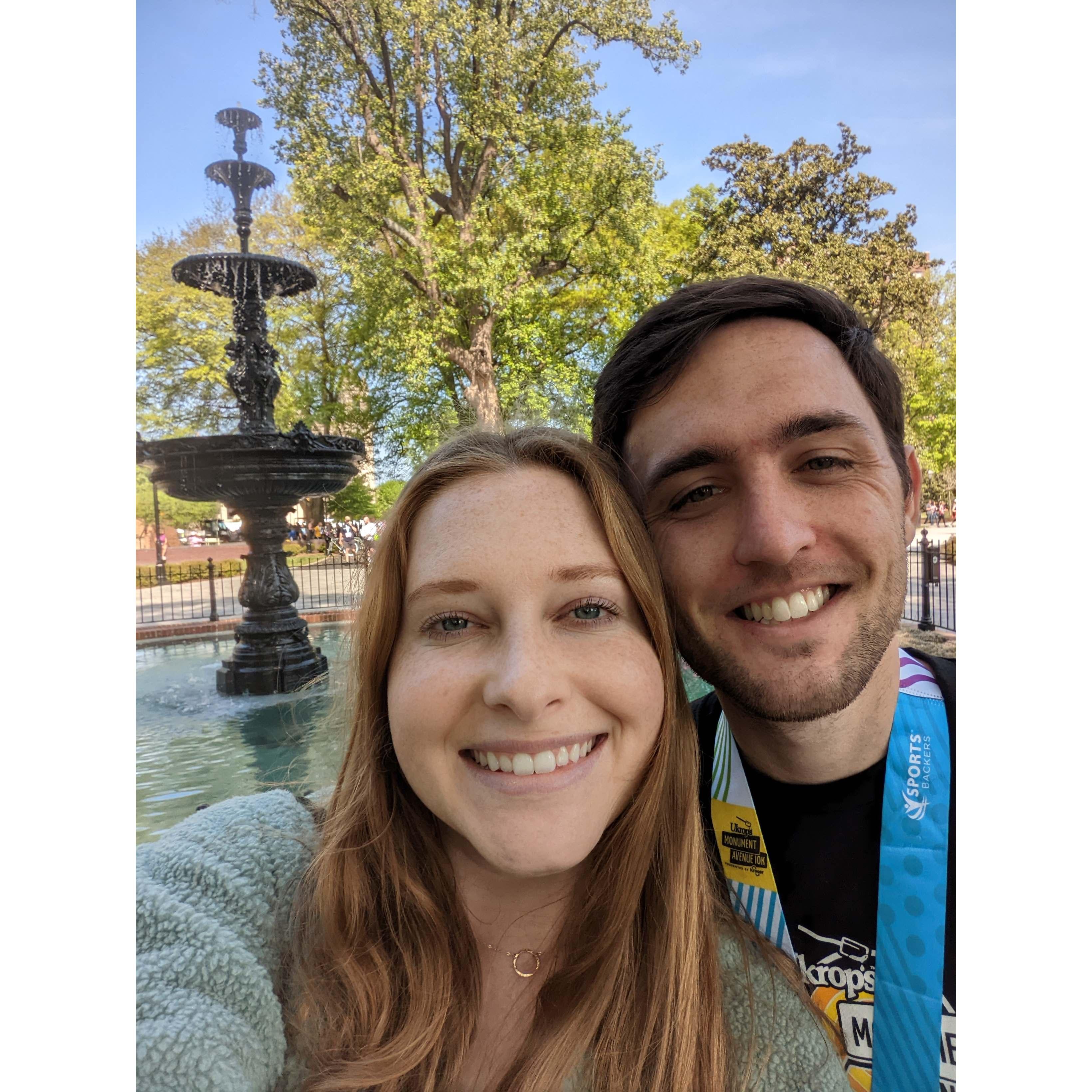 Since moving to Richmond, we have loved getting to know the city. One of the best ways to do that is to cheer on Alex as he does every running event the city has to offer!