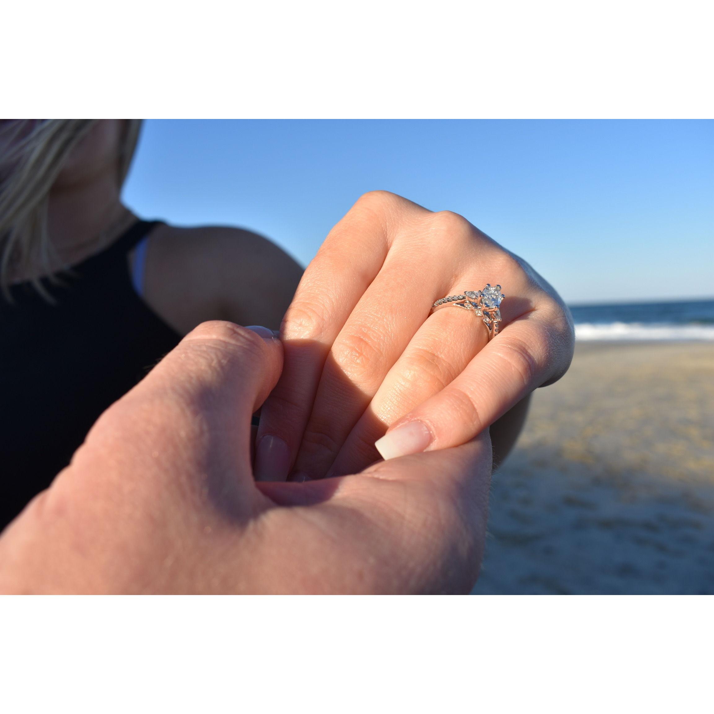The most beautiful ring. Designed by Erik with some of Corinne's help! The main stone is his grandmothers
