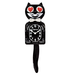 Kit Cat Klock Classic Black with Heart Eyes - Iconic Cat Clock with Moving Heart Eyes and Tail, Battery Operated Wall Clock, Made in USA, Perfect for Home Decor, Mid-Century Modern Clock, Unique Gift