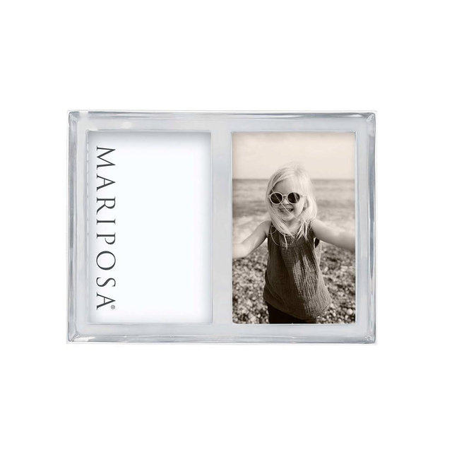MARIPOSA SIGNATURE DOUBLE 4X6 FRAME | SILVER | BRILLANTE | FRAMES | DECORATIVE PHOTO FRAMES | RECYCLED SANDCAST ALUMINUM | HANDMADE IN MEXICO