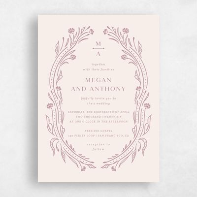 Dusty Rose, Pink Wedding Invitation - Basel Portrait