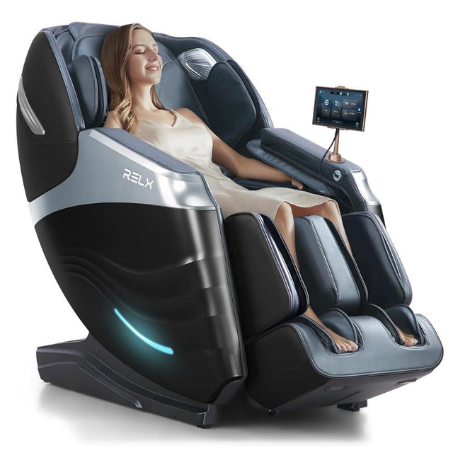 RELX Massage Chair Full Body, 20 Modes Zero Gravity SL-Track Shiatsu Massage Chair Built-in Heat System, Airbag Massage with Body Scan, Deep Yoga Stretch, Calfrest Extension and AI Control(Black)