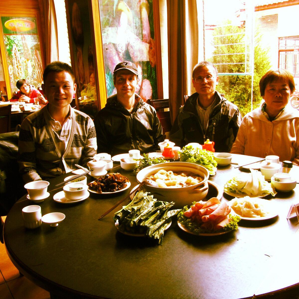 Our first family trip. Noam was introduced as the no-name girlfriend’s twin brother.
This was the start of a very (purposefully) confusing story. Mushroom hot pot in Lijiang. China. March 2014