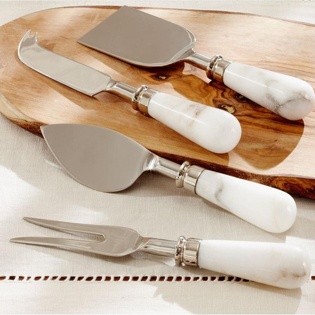 White Marble Cheese Knives - Set of 4