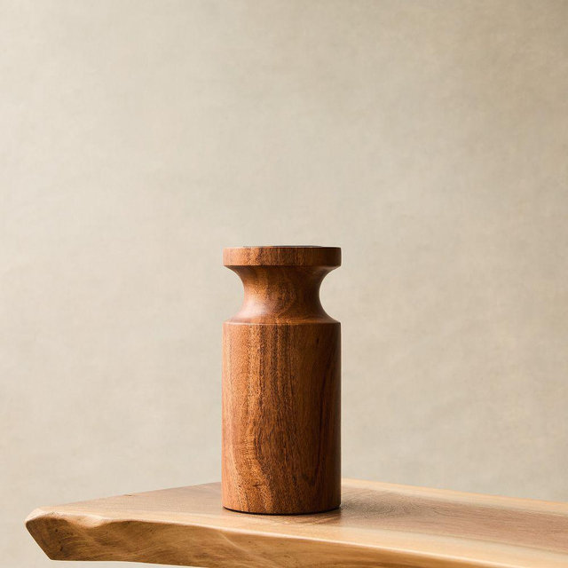 Coulter Cool Walnut Wood Vase 7"