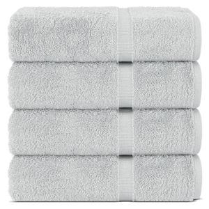 Chakir Turkish Linens |Hotel & Spa Quality 100% Cotton Premium Turkish Towels | Soft & Absorbent (Silver Gray, Bath Towel - Set of 4)