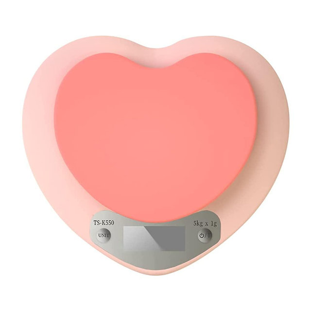 YRY Digital Kitchen Scale with LCD Display, Tare Function, 11 lbs. Capacity, 0.1 oz. Precise Graduation, ML Unit for Liquids - Food Scale for Cooking and Baking (Batteries Included) (PinkHeart)