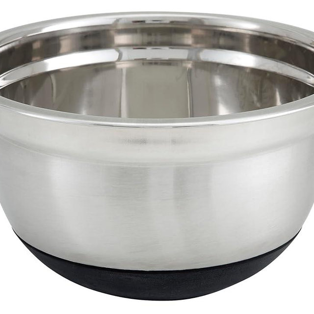 Winco Mixing Bowl with Silicon Base, 5-Quart, Stainless Steel, Black