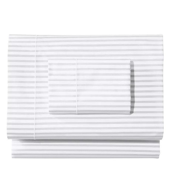Premium Egyptian Percale Sheet Collection, Stripe - Soft Grey - King