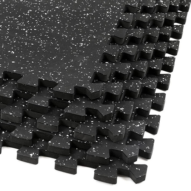 Xspec 1/2" Thick 48 Sq Ft Rubber Top EVA Foam Exercise Gym Mats 12 Pcs | Interlocking Floor Tiles (24" x 24" x 1/2'')
