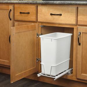 Rev-A-Shelf - RV-814PB - Single 20 Qt. Pull-Out White Waste Container with Adjustable Frame