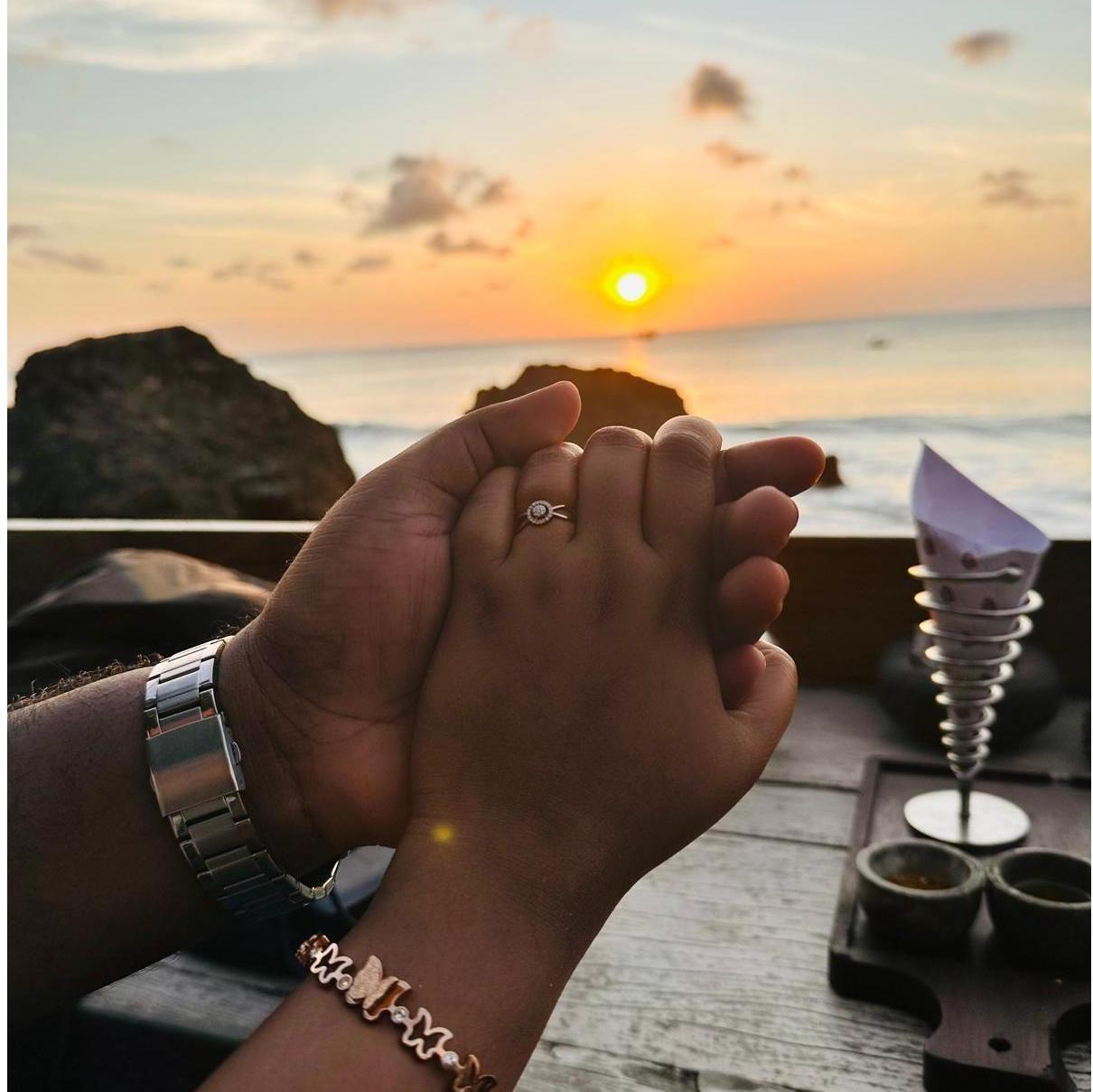 With sunset as our witness, we whispered those three magical word...