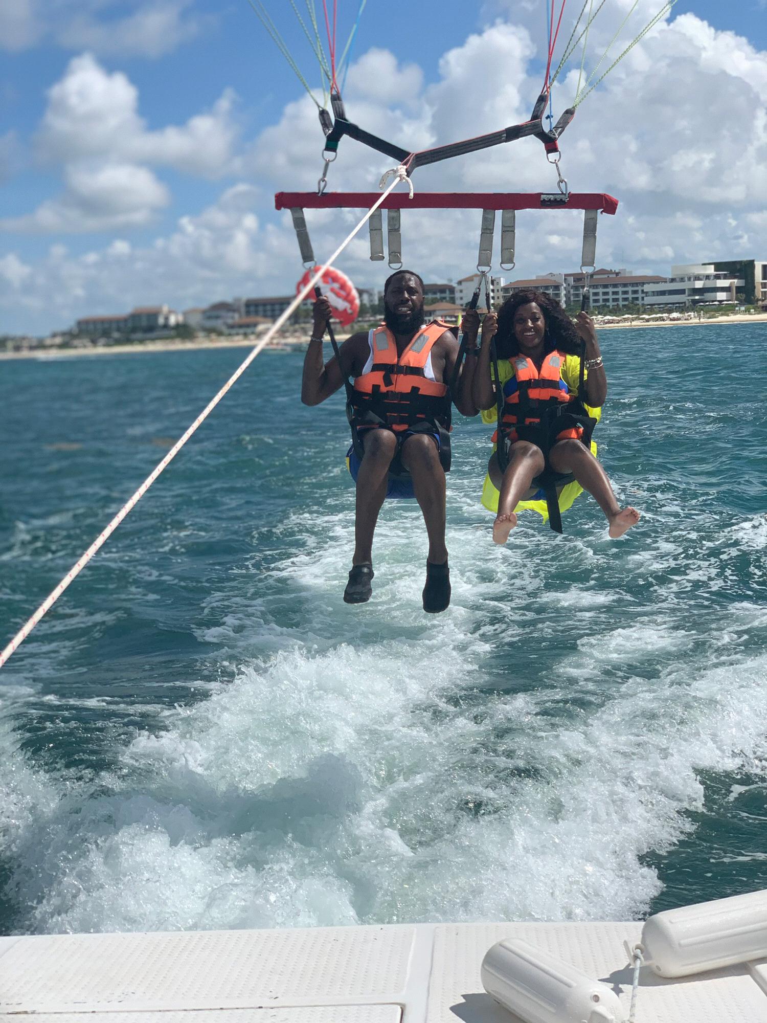 Parasailing in Cancun he was so scared lol