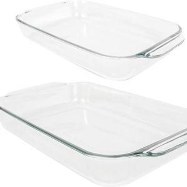 Pyrex Clear Glass Casserole Baking Dishes Set – 233 (3-Qt) and 232 (2-Qt) Rectangular Oven Bakeware – Perfect for Casseroles, Brownies, Food Preparation and so much More - Made in the USA