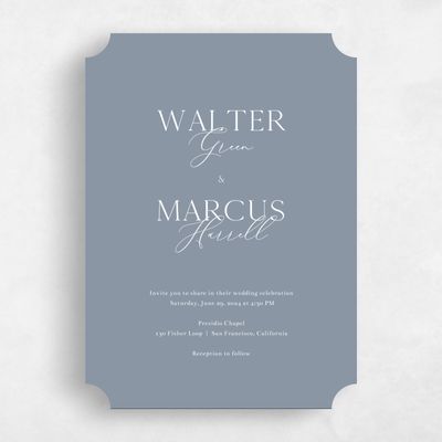 Blue Ticket Wedding Invitation - Olaya Classic
