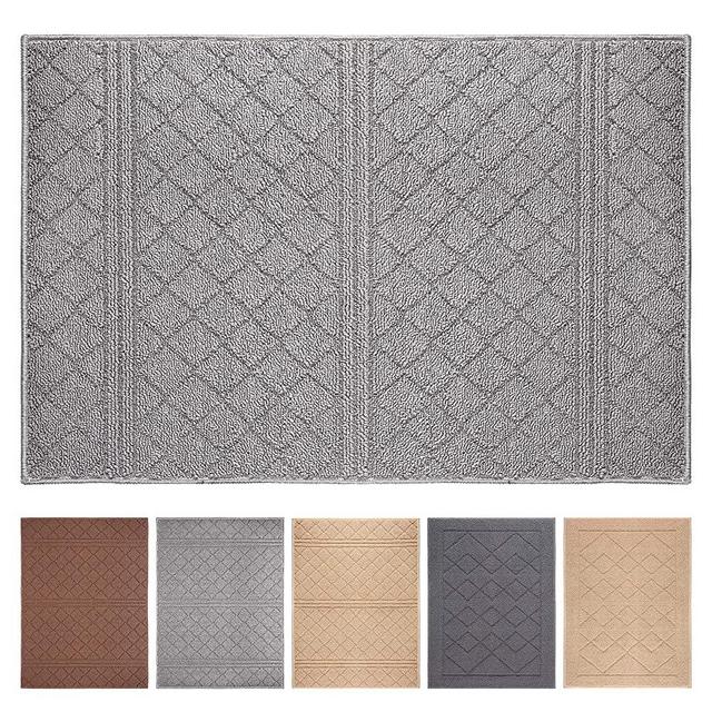 Indoor Doormat 24"x 36" Absorbent Front Door Mat Rubber Backing Non Slip Door Mats Inside Dirt Trapper Mats Entrance Front Door Rug Shoes Mat Machine Washable Carpet (Grey)