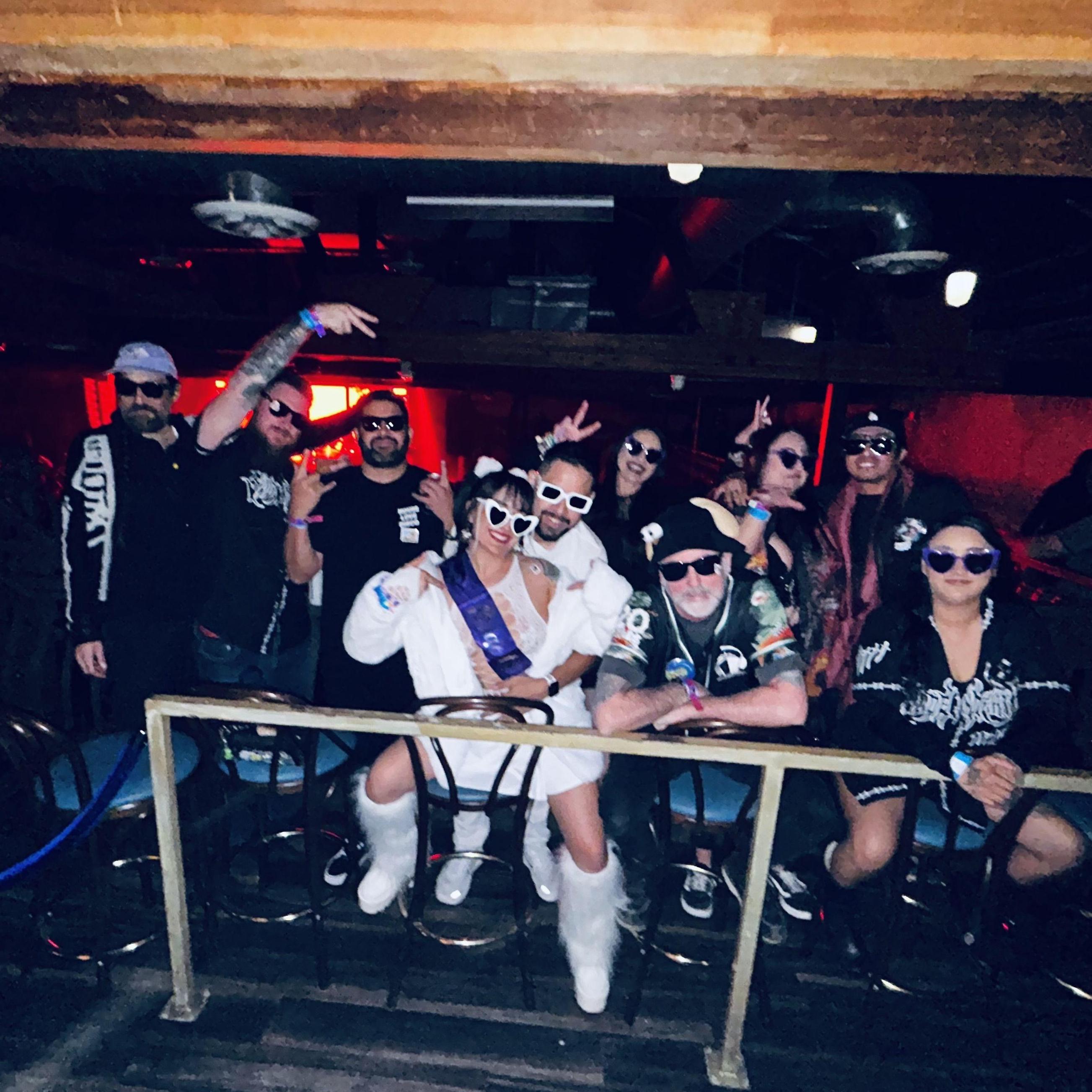 What: "Bach & Boujee" joint Bachelor/Bachelorette party. Night-time festivities group photo! // Where: The Van Buren, Downtown Phoenix for ATLiens. // When: January 2025