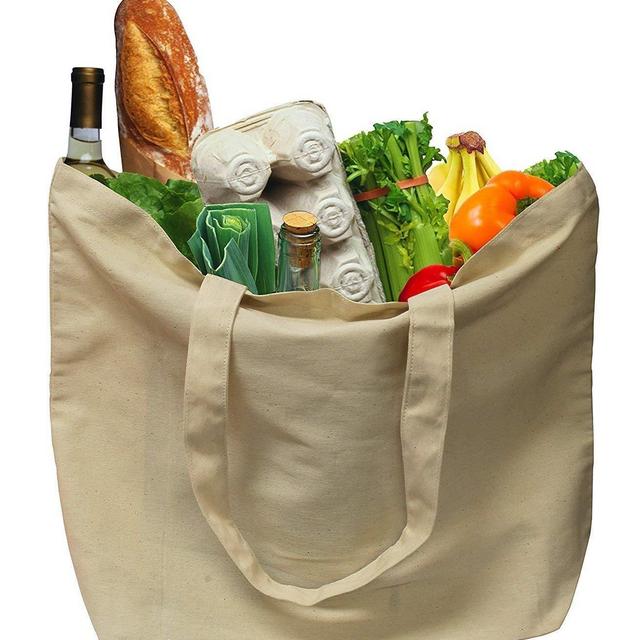 Earthwise Organic Cotton Reusable Grocery Shopping Bags (Pack of 4)