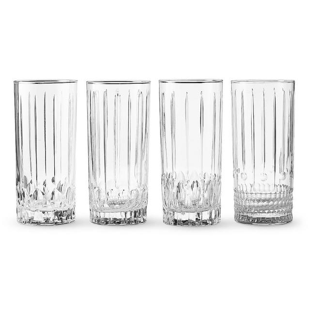 Wilshire Jewel Cut Highball Glasses, Set of 4, Clear