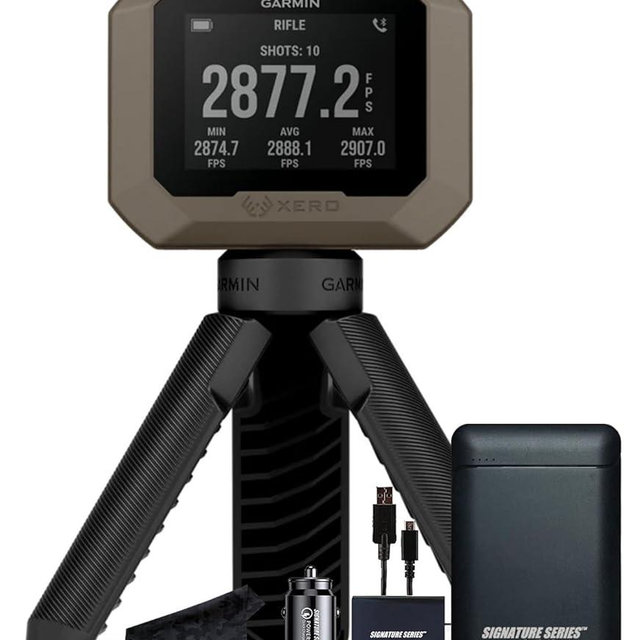 Garmin Xero C1 PRO Chronograph for Ballistic Data | App Enabled Compact Chronograph Measures 100-5,000 FPS with Instant Readings and Signature Series Power Bundle