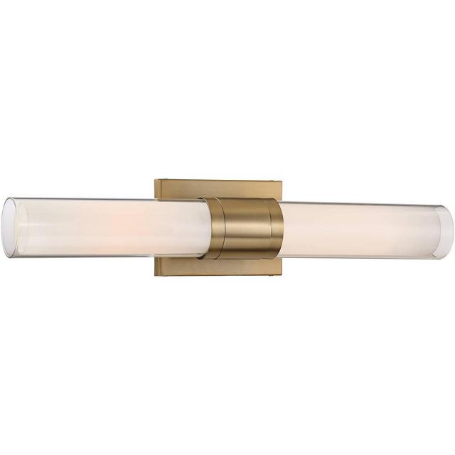 Possini Euro Design Brianna Modern Wall Light Brass Hardwire 23 1/2" 2-Light Fixture Clear Opal Double Glass Tube Shade for Bedroom Bathroom Vanity