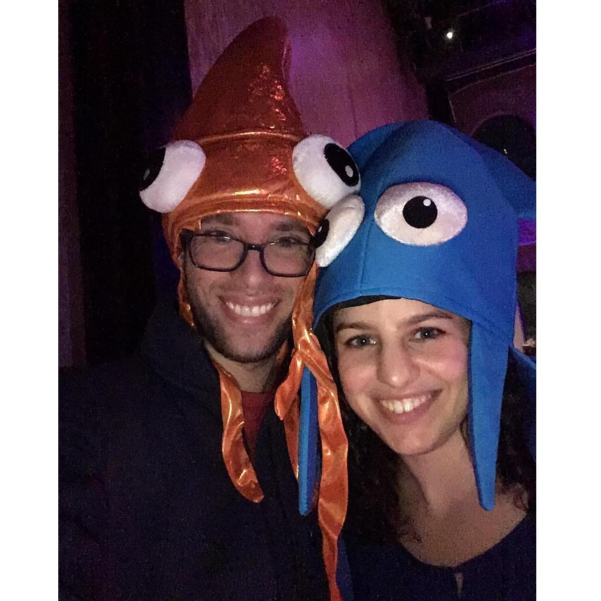 Dressed as squids at the Etsy Halloween party