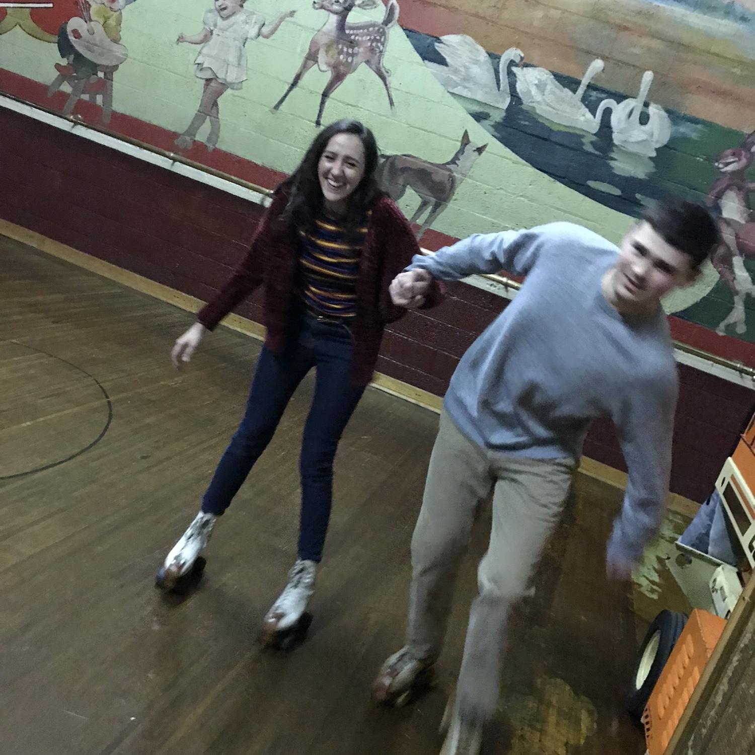 One of our first dates- Guptills’s Roller Rink! One of us is a bit better on wheels than the other, if you can guess from the photo…