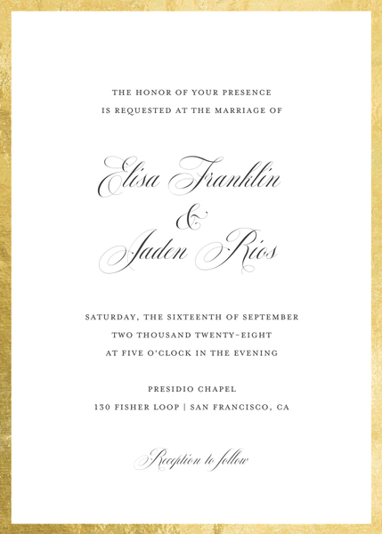 Azurite Portrait Foil | White | Zola Wedding Invitations