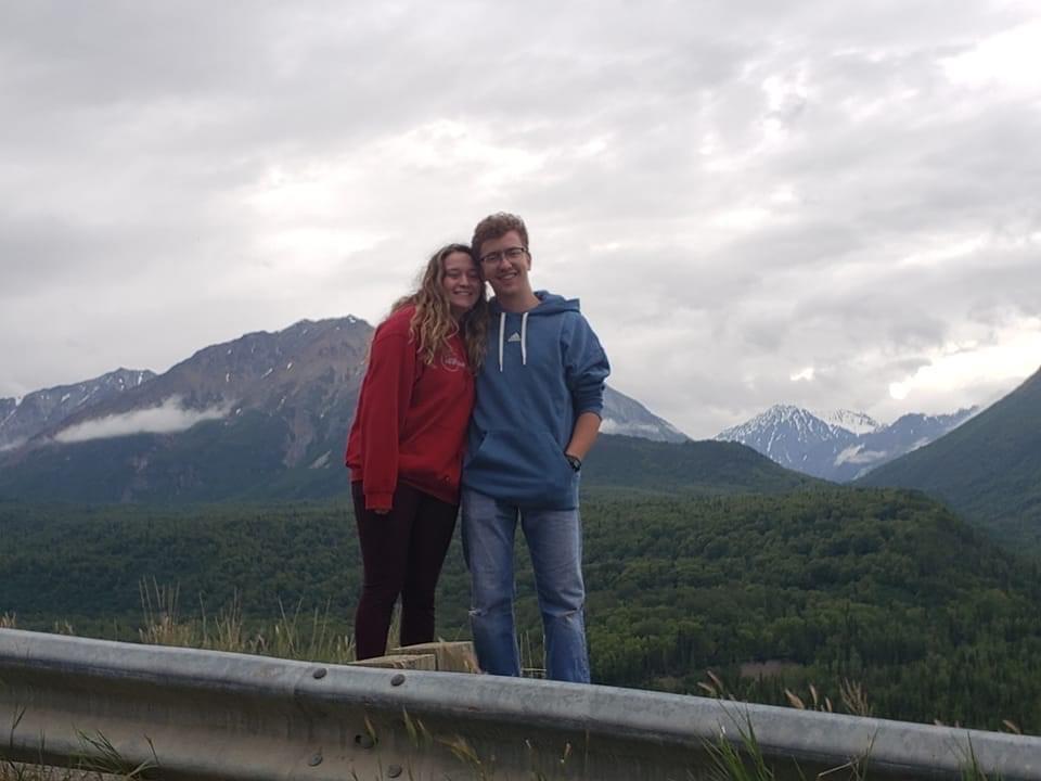 A picture from our first missions trip, in front of the Alaskan mountains.