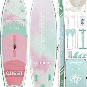 10'6''x33''Inflatable Stand Up Paddle Board, 400lbs Extra Wide Stand Up Paddleboard with Kayak Seat, Anti-Slip EVA Deck Premium SUP Accessories Kit, Non-Slip Stable Deck Boat